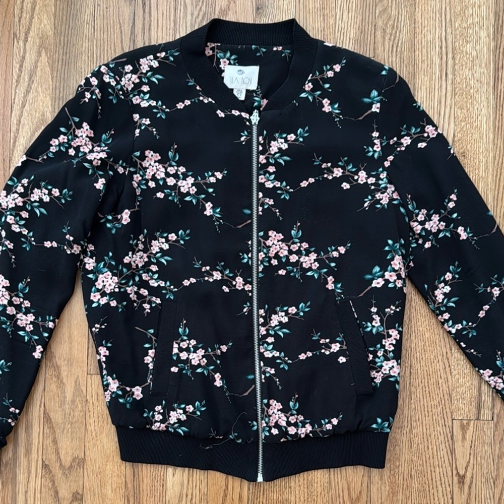 Floral Black Bomber Jacket